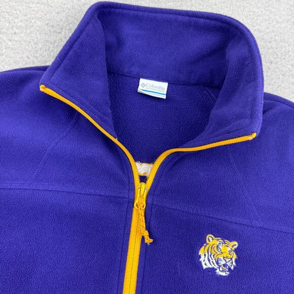 Columbia LSU Tigers Fleece Jacket Womens Medium Full Zip Embroidered Logo Purple - Picture 1 of 10